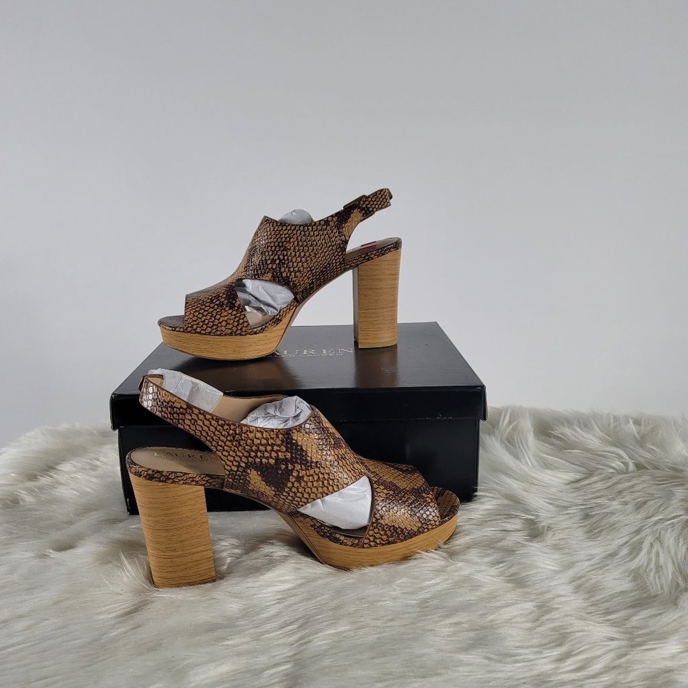 Lauren Ralph Lauren Feona Python-Embossed Leather Sandal